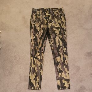 Patrizia Luca Camouflage Skinny Jeans - Black and Gold Foil Sz Med